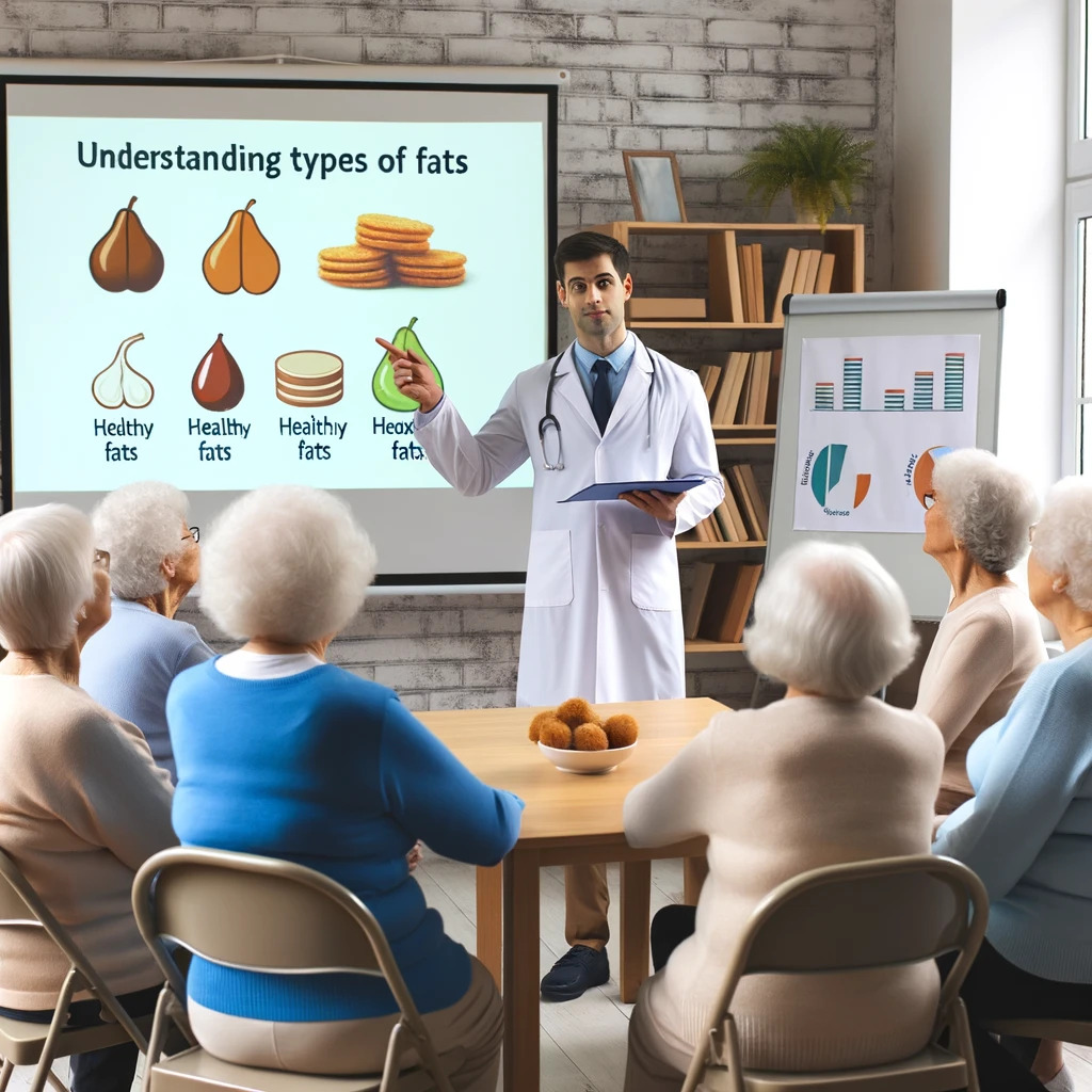 Image of an informative session for

seniors on understanding different types of fats