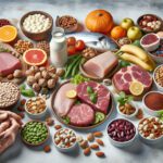 Protein-rich foods like fish, meat, and fruit