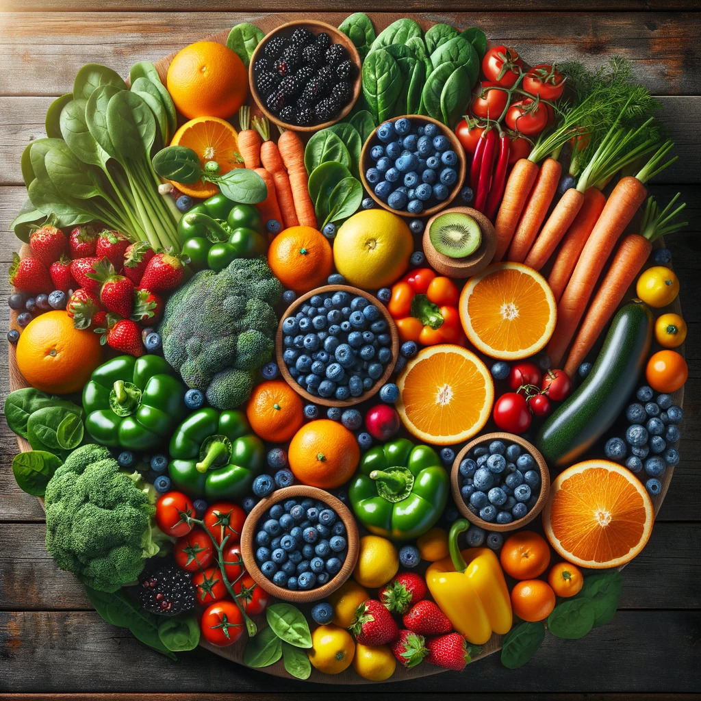 Fruits and Vegetables in Senior Diet: Embracing Colorful Nutrition 2 - Fruits and Vegetables in Senior Diet Image of colorful fruits and vegetables, showcasing their variety