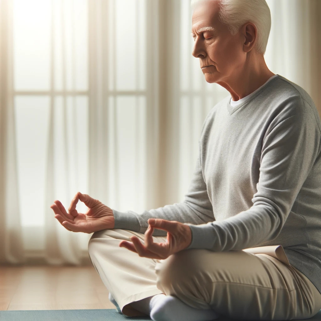 Senior Health Awareness: Tune Into Your Body 2 - Senior Health Awareness Image of a senior practicing mindfulness or meditation