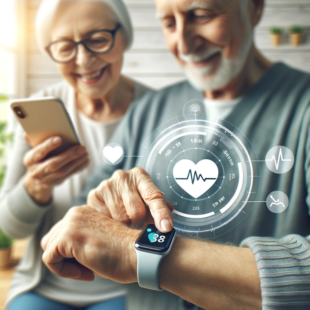 Senior Health Awareness: Tune Into Your Body 3 - Senior Health Awareness Image of a senior using a health tracking app