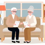 lderly couple discussing their retirement funds