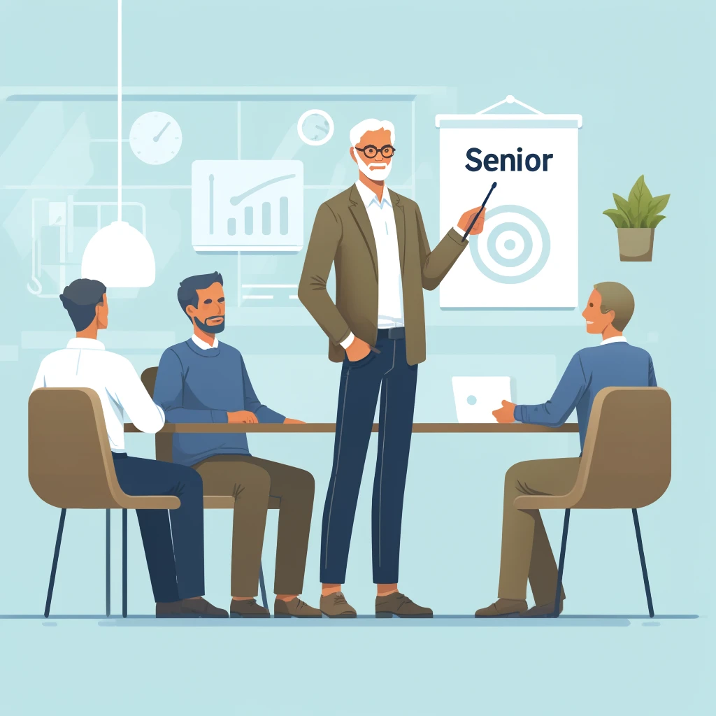 Here is the illustration of John, a senior, working in a professional setting: