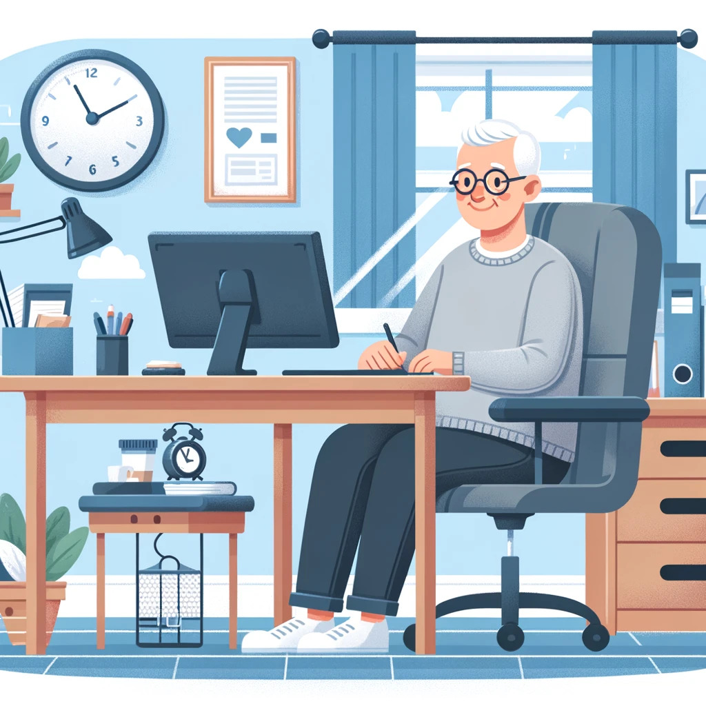 Senior Working from Home